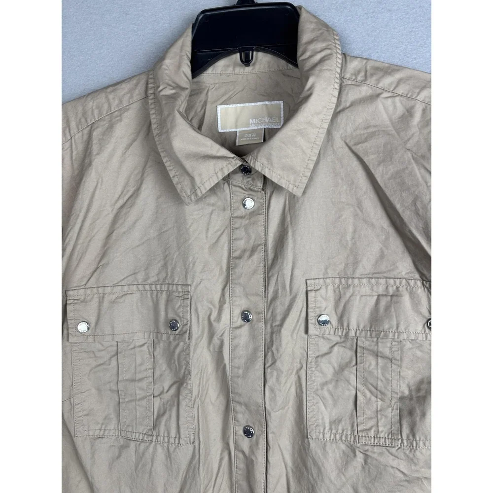 Michael Michael Kors Jacket Womens 22W Khaki Utility Safari Cotton
